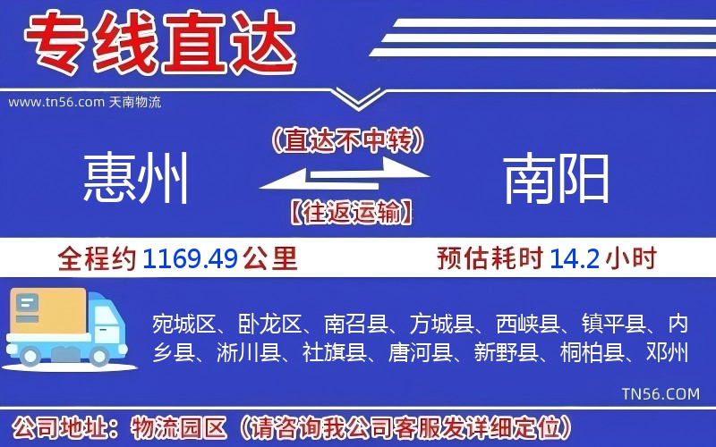惠州到南陽物流公司