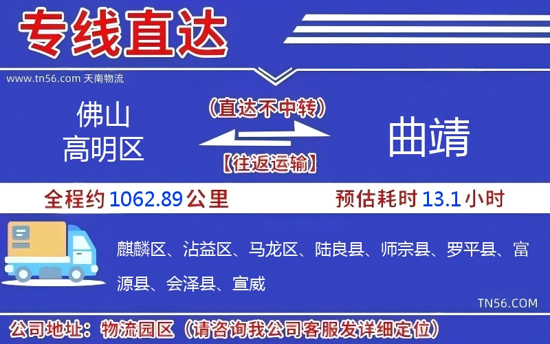 佛山高明區(qū)到曲靖物流公司
