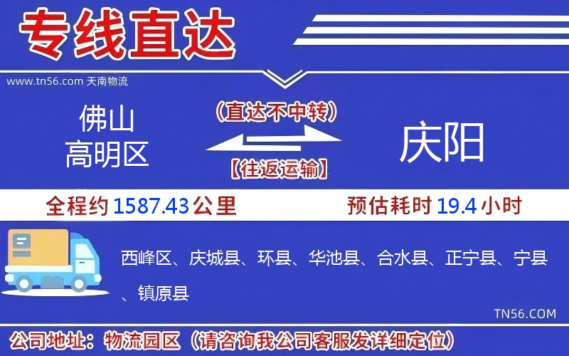 佛山高明區(qū)到慶陽(yáng)物流公司 佛山高明區(qū)到慶陽(yáng)物流公司