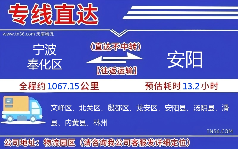 寧波奉化區(qū)到安陽物流公司