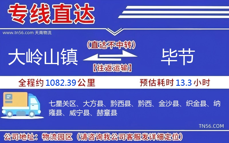 大嶺山鎮(zhèn)到畢節(jié)物流公司