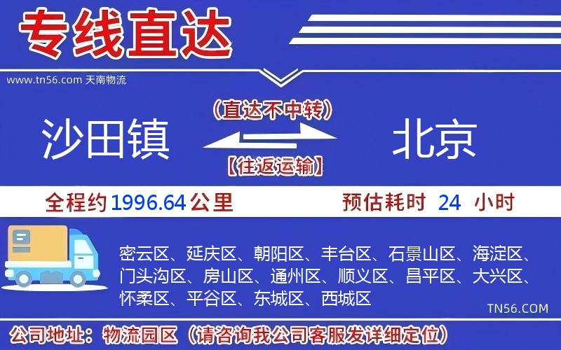 沙田鎮(zhèn)到北京物流公司