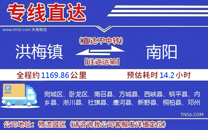 洪梅鎮(zhèn)到南陽物流公司