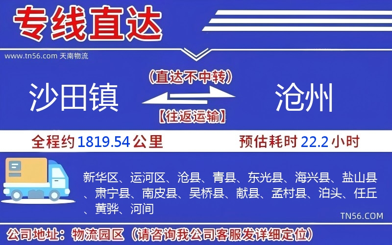 沙田鎮(zhèn)到滄州物流公司