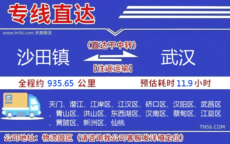 沙田鎮(zhèn)到武漢物流公司