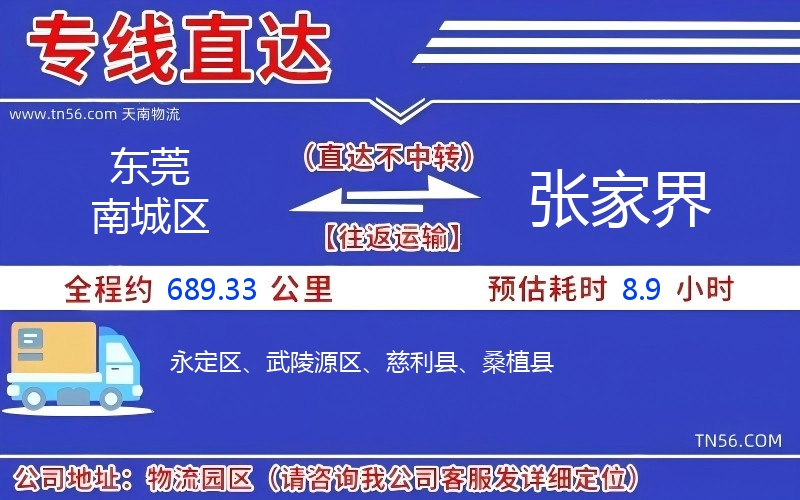 東莞南城區(qū)到張家界物流公司